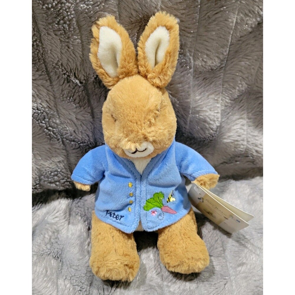 Peter Rabbit Plush Stuffed Animal Blue Jacket Beatrix Potter Bunny Toy 9"